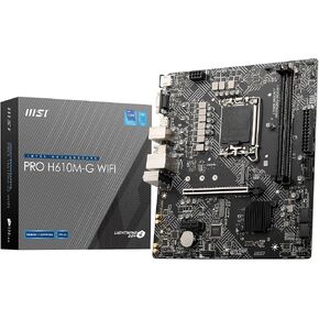 MSI PRO H610M-G WiFi Motherboard, Micro-ATX - Supports Intel Core 14th, 13th and 12th Gen Processors, LGA 1700 - DDR5 Memory Boost 5600MHz/MAX, PCIe 4.0 x16 Slot, M.2 Gen3 Slot, Wi-Fi 6E, BT 5.3