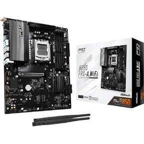 ASRock AMD B850 Pro A WiFi 6E Socket AM5 Ryzen 9000, 8000 and 7000 Series DDR5 up to 8000+ (OC) MHz 256GB ATX Motherboard M.2 SATA3 6.0 Gb/s PCIe 5.0 BIOS Flashback Realtek 2.5G LAN
