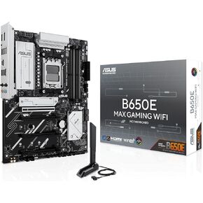 ASUS B650E MAX Gaming WiFi AMD B650 ATX Motherboard, DDR5, PCIe 5.0 Ready, 3X M.2 Slots, Wi-Fi 6E, Realtek 2.5Gb Ethernet, DisplayPort, HDMI™, USB 10Gbps Type-A & Type-C®, BIOS Flashback™, Aura Sync