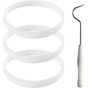 3 عبوة حزمة من الحشيشات المطاطية ， حشوات مطاطية beepoe 3.94 بوصة حشيات الختم حشيات أبيض O-Ring Parts لـ Ninja Blender CT680 BL456-30 BL681A BL682 ، قاعدة الخلاط والشفرة هي 7 زعانف.
