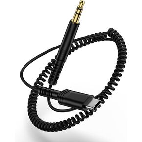 USB C to 3.5mm Aux Jack Cable,3FT Coiled USB C to 3.5mm Audio Adapter Headphone Car Stereo Aux Cord for Samsung Galaxy A56 A26 A36A16 A15 S25 Ultra S24 S23 S22 S21 S20 Google Pixel 9a 9 8 7 Pro 8a 6