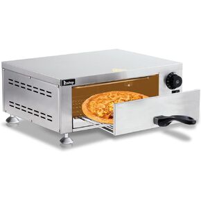 Winado Electric Countertop Pizza Oven, Commercial Indoor Pizza Oven Stainless Steel 1100W with Removable Crumb Tray for Home, Pizzeria, Restaurant Use, Black