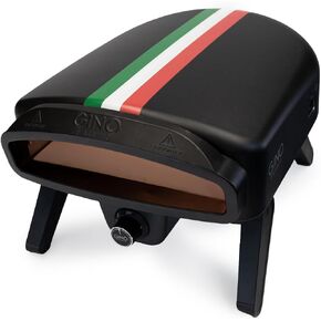 Gino D'Acampo 14" Gas Fired Pizza Oven - Vesuvio with Built-In Thermometer, Pizza Stone, and Stainless Steel Construction