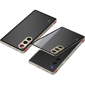 علبة QuietiP متوافقة مع Red Magic 10 Pro & 10s Pro مع واقي الشاشة ، إطار معدني + غطاء زجاجي واضح ، أسود