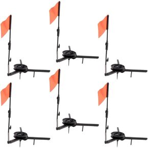 6pcs Round Tip-Ups Ice Fishing Rod with Flags Triangular Ice Fishing Poles