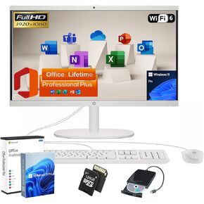 HP 21.5-inch All-in-One Desktop PC - w/Office 2024 Lifetime, Free CD/DVD Drive - FHD Display, Intel Celeron Processor, Wi-Fi 6, HDMI, HD Webcam, Windows 11 Pro(32GB RAM, 1TB SSD)