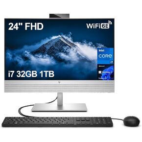 HP EliteOne 840 G9 All-in-One AIO Business Desktop Computer (23.8" FHD IPS, Intel Core i7-14700, 32GB DDR5 RAM, 1TB SSD) Wi-Fi 6E, BO Audio, 5MP Webcam, KB& Mouse, Wolf Pro Security, Win 11 Pro, 2025