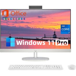 HP 27-inch All-in-One Desktop PC - FHD Display, 13th Generation Intel Core i7-1355U, Intel Iris Xe Graphics, Windows 11 Pro & Microsoft Office Lifetime License (64 GB RAM, 1 TB SSD)