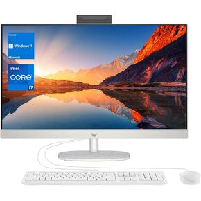 HP 27 i7 All in One Desktop, 27" FHD Display, Intel Core i7-1355U, 32GB RAM, 1TB SSD, Wired Keyboard & Mouse, IR Camera, HDMI, RJ45, Wi-Fi 6, Windows 11 Home, White
