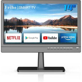 14 inch Small Smart TV, HD Flat Screen Android TV Download APPs for Kitchen, Bedroom, RV