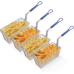 WeChef 4Pcs Deep Fryer Baskets 13" x 6" x 6" Heavy Duty Construction Fryer Basket with Handle for Commercial Red