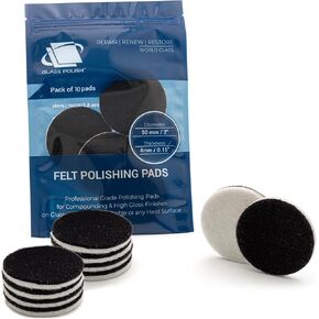 GLASS POLISH 11006 GP-PRO Felt Polishing Pad Set for Polishing Glass, Plastic, Metal, Marble | Ø 2 inch | Pack of 10 Pads