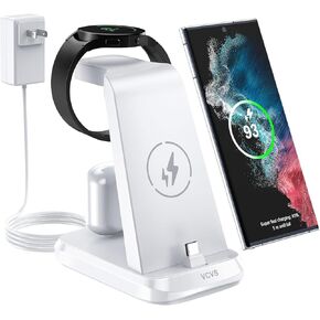 VCVS 36W USB C Super Fast Charging Station for Samsung Phones Watches Earbuds, 3 in 1 Charger for Samsung Galaxy Watch Ultra/7/6/5/4/3, Galaxy S24/S23/S22/21/20,Note20/10,Z Fold/Flip 5/4,USB-C Buds