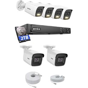 ANNKE H1200 12MP Security Camera System, 12MP H.265+ 8CH NVR and 4 X 12 Megapixel UHD PoE Surveillance IP Cam with Smart Dual Light, 2pcs 8MP PoE Cams, Color Night Vision (2TB Hard Drive)