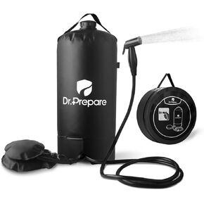 DR.PREPARE Camping Shower, 4 Gallons/5 Gallons Portable Shower with Pump, Outdoor Shower Bag for Camping, Hiking, Traveling, Beach