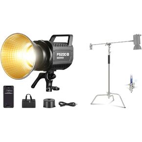NEEWER FS230B LED Video Light 2.4G/APP Control, 230W Bi Color COB Silent Photography Continuous Output Lighting with C Stand Kit