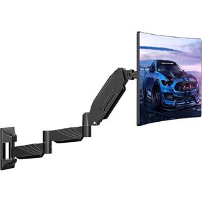 MOUNT PRO Monitor Wall Mount for 13 to 32 inch Computer Screen, Extra Long Adjustable Single Wall Mount Monitor Arm, Full Motion Vesa Wall Bracket 100x100, Hold up to 17.6lbs, Black