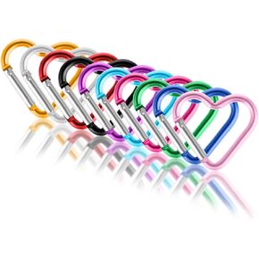 Ouligay 10pcs Cute Heart Shaped Carabiner Star Carabiner Heart Shaped Backpack Clips Key Ring Clip Heart Keychain Clip for Dog Leash Water Bottle Holder Snap Clips Keys