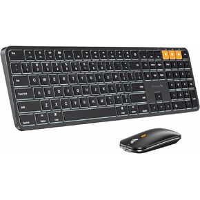 ProtoArc Backlit Bluetooth Keyboard and Mouse for Mac, KM100-A Multi-Device Wireless Keyboard Mouse for Mac, Full Size Rechargeable for MacBook Pro/Air, iPhone, iPad, Black