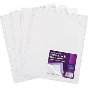 Avery Corner Lock Plastic Sleeves for 3 Ring Binders, Clear, Pack of 4 Sleeves (72269)