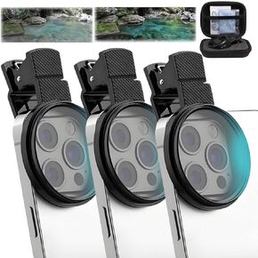 3PC 52mm Clip-On CPL Phone CameraLens Filter Kit,Circular Polarizer Filter,CPL Filter for Phone Camera Lens Filter Kit,Compatible with Mostcell Phones