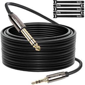 3.5mm to 6.35mm Aux Stereo Audio Extension Cable, 6.35 1/4" Male to 3.5 1/8" Male TRS Stereo Audio Cable for Guitar, Headphone, Home Theater Devices, Smartphones, Gold Plated Connectors(15ft/1pk) in Saudi Arabia