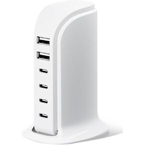 USB Charger, Charging Station for Multiple Devices 45W, Fast Charging Blocks with Dual Type C Ports, 4 USB Charging Hub Organizer Multiport for iPhone, Ipad, Smartphones, Travel Accessories