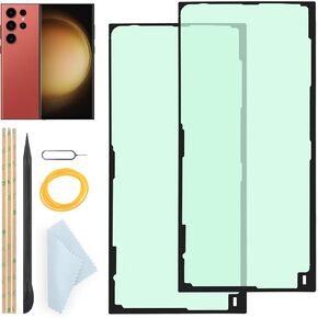 2 Pack Back Battery Door Cover Adhesive for Samsung Galaxy S23 Ultra Back Battery Door Cover Adhesive Glue Tape for Samsung Galaxy S23 Ultra Adhesive Sticker with Repair Tools