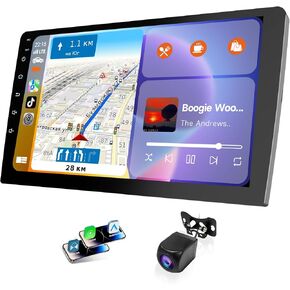 9 "اللاسلكي المزدوج Din Car Stereo شاشة راديو Carplay لأجهزة استقبال صوت السيارات ، Bluetooth 5.0 ، شاشة تعمل باللمس Auto Auto Carroid اللاسلكية ، التنقل في GPS ، التحكم الصوتي ، كاميرا النسخ الاحتياطي ، FM