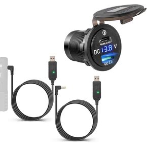 Anina 2PCS USB Car Charger Cable for Baofeng Battery UV-5R UV-82 UV-S9/9S DC 5V to 8.4V +Car Charger Outlet 36W+18W Cigarette Lighter Plug PD USB Charging Socket
