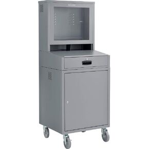Global Industrial Mobile Security LCD Computer Cabinet Enclosure for 24" Diagonal Monitors, Steel Construction, Blue Powder Coat Finish, 24-1/2"W x 22-1/2"D x 62-3/4"H in Saudi Arabia