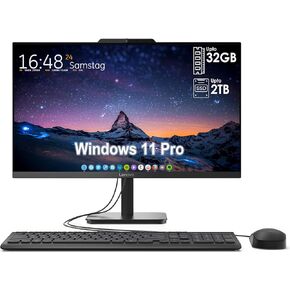 Lenovo All-in-One Desktop with Intel 4-Core Processor| 24 inch Full HD Display| 16GB DDR4 RAM, 512GB PCIe SSD| WiFi 6| Bluetooth| USB, Ethernet Ports| Windows 11 Pro| HDMI Out for External Display