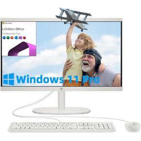 HP All-in-One Desktop Computer, Microsoft Office Lifetime License, Win 11 Pro, Wi-Fi 6, Bluetooth, Intel Celeron J4025 Processor, 21.5'' FHD Display (32GB RAM • 1TB SSD)