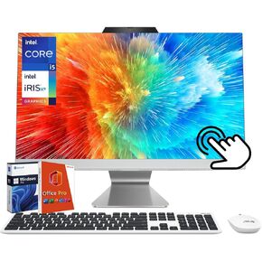 ASUS A3402 All-in-One Desktop 2025, 23.8" FHD Touchscreen, Intel 10-Core i5-1235U, Intel Iris Xe Graphics, 64 GB RAM, 2 TB SSD, Wi-Fi 6, BT 5.3, 720p Camera, Windows 11 Pro, Office Pro Lifetime