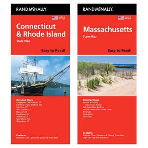 Rand McNally State Maps: Connecticut/Rhode Island and Massachusetts (2 Maps)