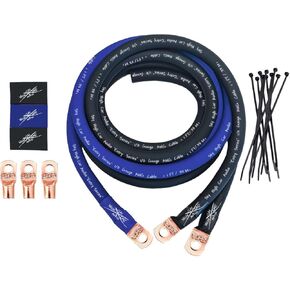 Sky High Car Audio E -Series 1/0 CCA Big 3 Upgrade Kit - Blue & Black