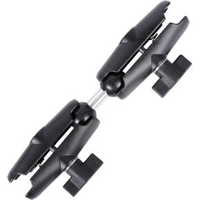 Dual Extension Double Socket Arm with 1" Double Ball Adapter Compatible with RAM B Size Mount and Other 1 inch Industry Standard Device, 360° Rotation Rod for Bike, Truck, Car (10.47" Length)