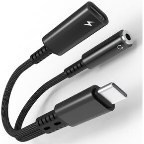 USB C to Headphone Jack Adapter and Charger, 2 in 1 Type C to 3.5mm Aux Audio Adapter with PD 60W Fast Charging for iPhone 16 15 Pro Max Plus, Samsung Galaxy S25 S24 S23 Ultra and More USB C
