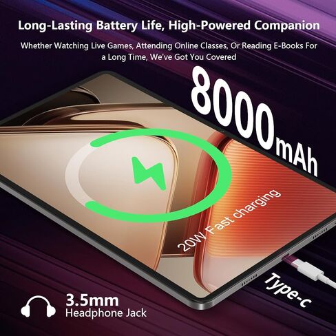 أحدث جهاز لوحي Android 14 لعام 2024 - شاشة 10 بوصة، وذاكرة وصول عشوائي 8 جيجابايت، وتخزين 128 جيجابايت، ومعالج ثماني النواة بسرعة 2.0 جيجا هرتز، وشاشة FHD، و6000 مللي أمبير في الساعة، وكاميرات 8 ميجابكسل + 5 ميجابكسل، ومكبرات صوت استريو، 5G + 2.4G Wi-Fi/B in Saudi Arabia