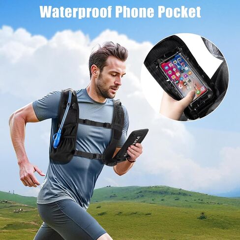 Jueachy Running Vest Lightweight for Men: Hydration Backpack with 2L Water Bladder - Waterproof Phone Pouch for Hiking in Saudi Arabia