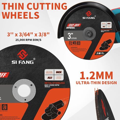 25Pack 3 inch Cut Off Wheels 3/8'' Arbor Cutting Disc Cutting All Ferrous Metals and Stainless Steel for Angle Die Grinder in Saudi Arabia