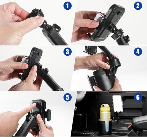 حامل أكواب CYEVA حامل للهاتف للسيارة، 2 في 1 حامل أكواب للسيارة مع حامل هاتف خلوي بذراع طويل يدور 360 درجة للسيارة متوافق مع جميع الهواتف الذكية in Kuwait