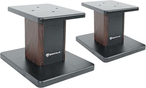 Rockville RHT8D Desktop Speaker Stands, Dark Wood, 66 lbs Capacity, Vibration Isolation Pads, Sturdy MDF Build, Sleek Design, for Bookshelf Speakers and Studio Monitors in Saudi Arabia