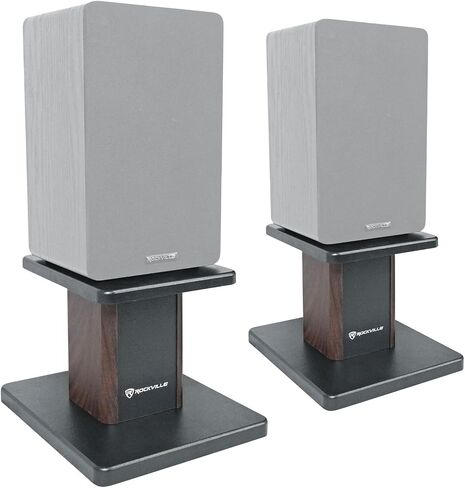 Rockville RHT8D Desktop Speaker Stands, Dark Wood, 66 lbs Capacity, Vibration Isolation Pads, Sturdy MDF Build, Sleek Design, for Bookshelf Speakers and Studio Monitors in Saudi Arabia
