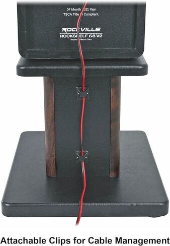 Rockville RHT8D Desktop Speaker Stands, Dark Wood, 66 lbs Capacity, Vibration Isolation Pads, Sturdy MDF Build, Sleek Design, for Bookshelf Speakers and Studio Monitors in Saudi Arabia