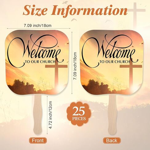 Yousoontic Church Fans Handheld Set of 50 Welcome to Our Church Fans Christian Paper Fan with Wooden Handle Church Handheld Fans Church Products for Church Services Church Visitor Gifts in Saudi Arabia