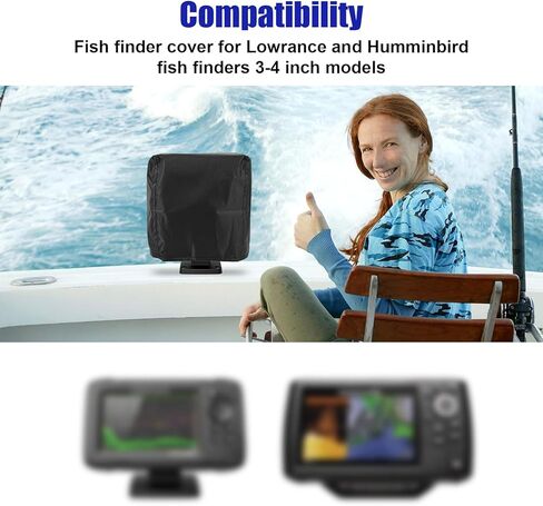 Fish Finder Cover for Lowrance Humminbird 12-Inch Fishfinder, Waterproof 210D Oxford Fabric Depth Protector Cover Accessories with Silver Coating & Drawstring to Protect Screen and Device in Kuwait