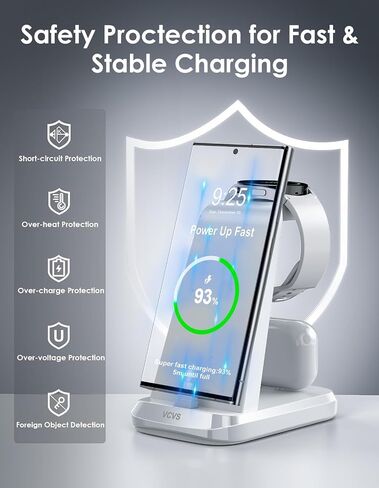 VCVS 36W USB C Super Fast Charging Station for Samsung Phones Watches Earbuds, 3 in 1 Charger for Samsung Galaxy Watch Ultra/7/6/5/4/3, Galaxy S24/S23/S22/21/20,Note20/10,Z Fold/Flip 5/4,USB-C Buds in Saudi Arabia