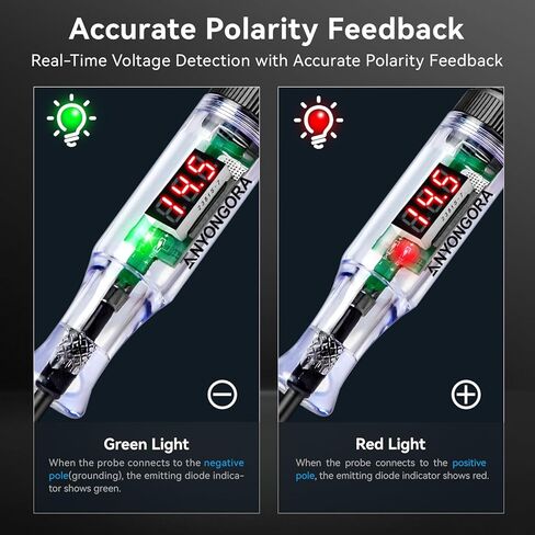 ضوء اختبار السيارات مع شاشة رقمية LED 3-48 فولت، جهاز اختبار دائرة السيارات مع الفولتميتر وضوء مؤشر قطبية مزدوج اللون، قلم اختبار الجهد مع مسبار غير قابل للصدأ in Kuwait