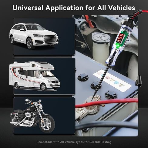 ضوء اختبار السيارات مع شاشة رقمية LED 3-48 فولت، جهاز اختبار دائرة السيارات مع الفولتميتر وضوء مؤشر قطبية مزدوج اللون، قلم اختبار الجهد مع مسبار غير قابل للصدأ in Kuwait